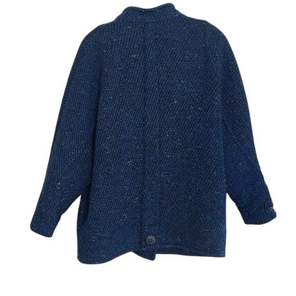 Vintage Tweed Speckled Single Breasted Lined Blazer Jacket Navy Blue Size 6 - Picture 10 of 10